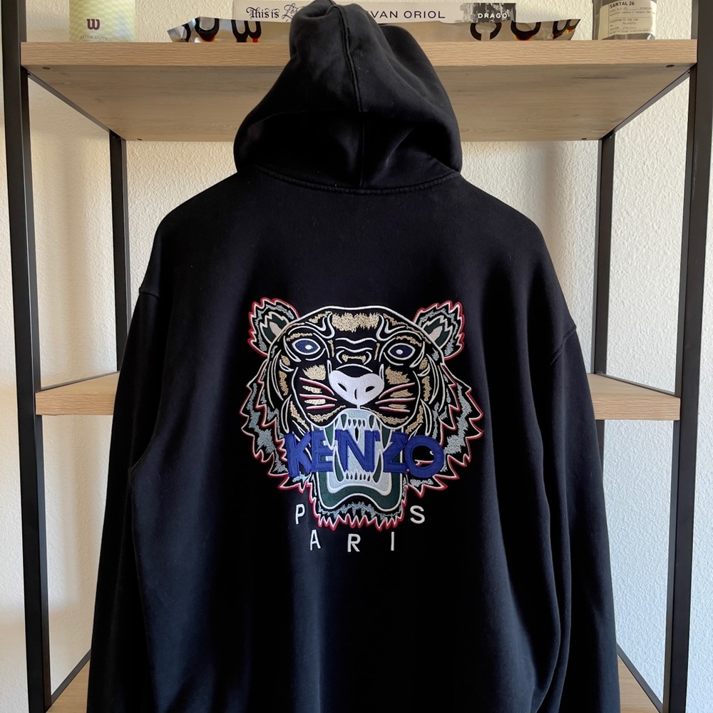 Kenzo Neon Tiger-embroidered Cotton Hoodie